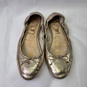 Sam Edelman Women's Gold Felicia Ballet Flats 7.5M Classic Comfort Preppy Chic